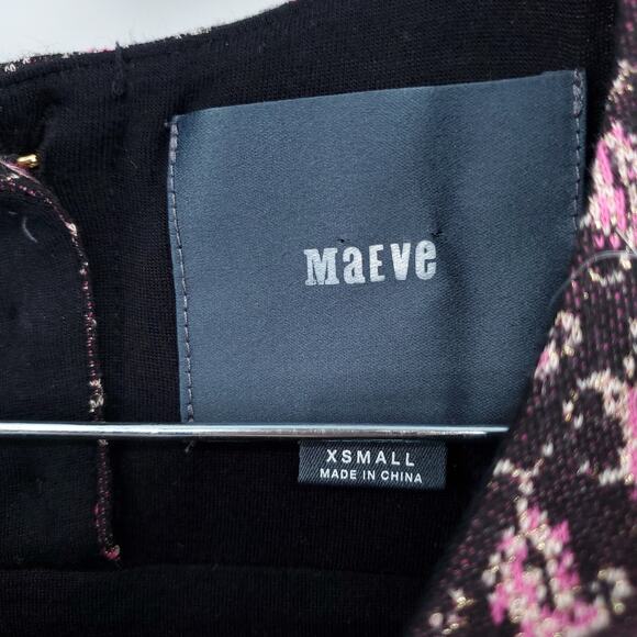 Maeve Boho VTG inspired Tapestry Paisley Geometric Metallic Shift Dress Lined XS - Picture 5 of 11